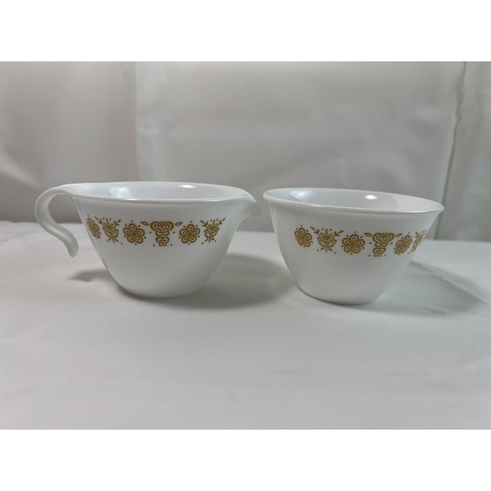 Vintage‎ Corelle by Corning BUTTERFLY GOLD Creamer & Sugar Bowl Set